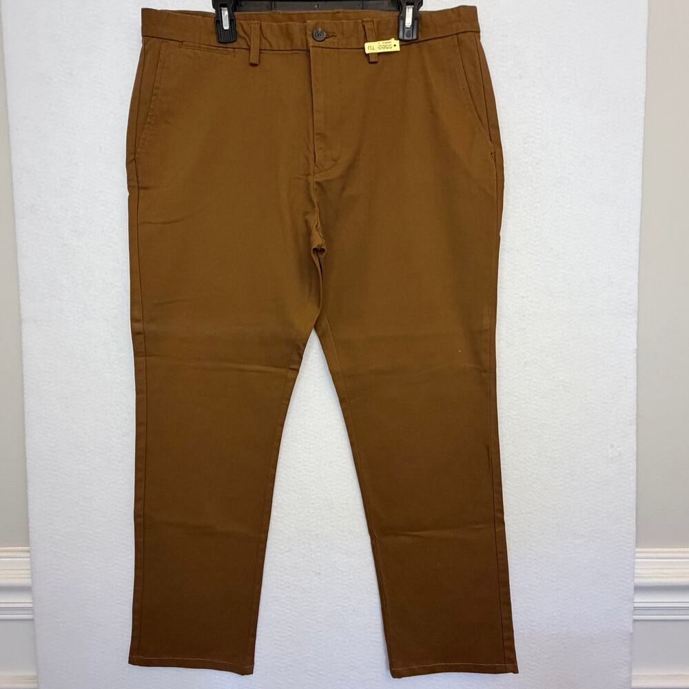 Old Navy Mens Ultimate Slim Chinos 36x30 Cognac Brown Built-In Flex Fall